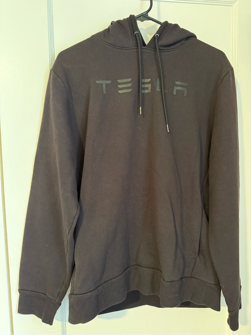 Tesla Black Pullover Hoodie with Subtle Logo